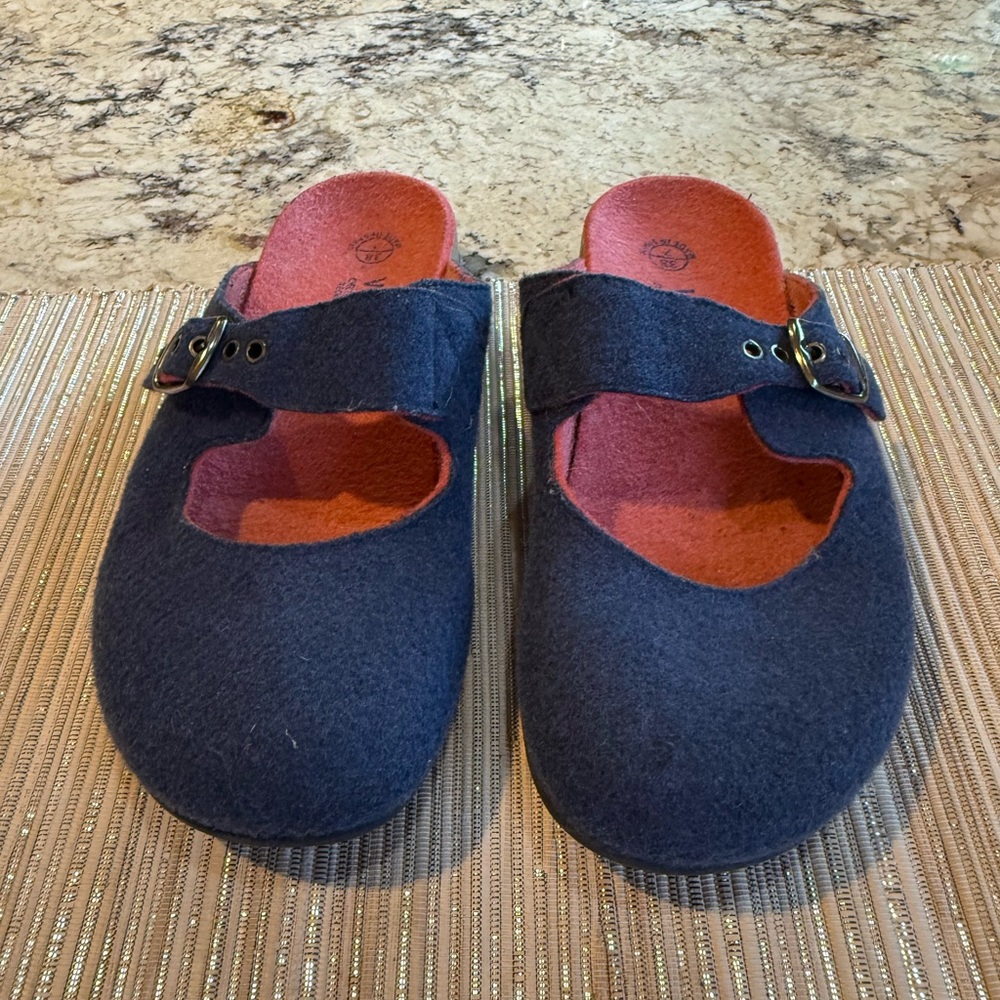 Dr Andrew Weil Wool Fiesta Mary Jane Slip On Clogs In Blue, Size 7 (38)